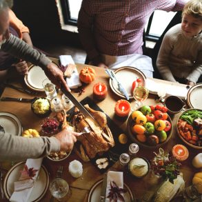 Cutting Turkey Thanksgiving Celebration Concept