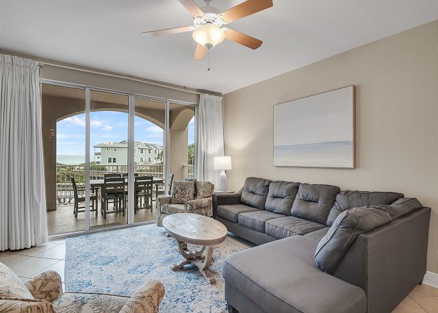 Living room at the rental, San Remo 202.
