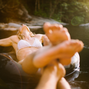 Woman relaxing in the freshwater springs near 30A