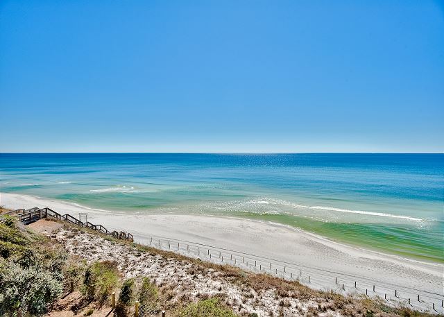 aerial view of the destin beach from one of our rentals