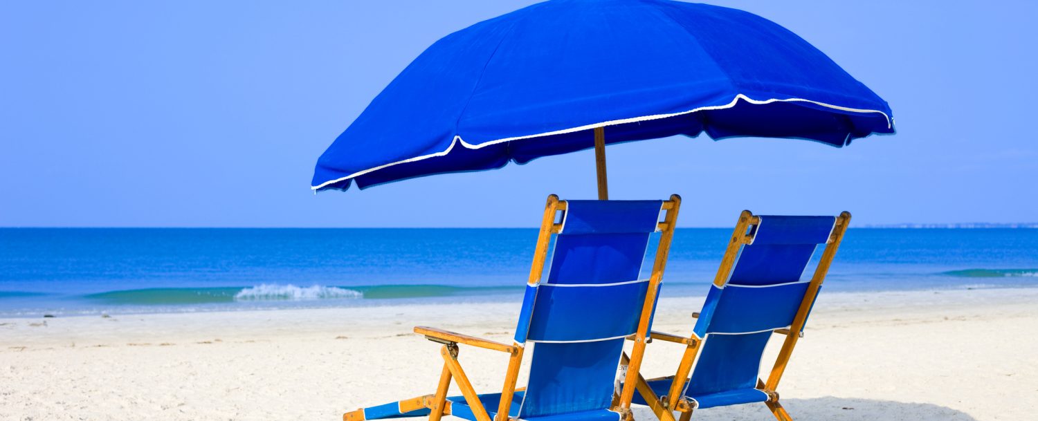 beach chair and umbrella