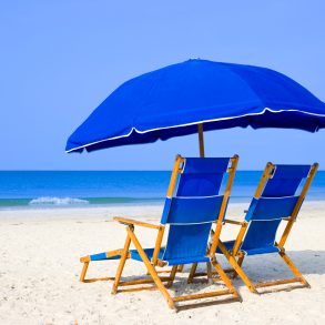 beach chair and umbrella