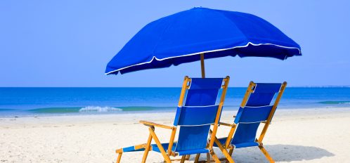 beach chair and umbrella