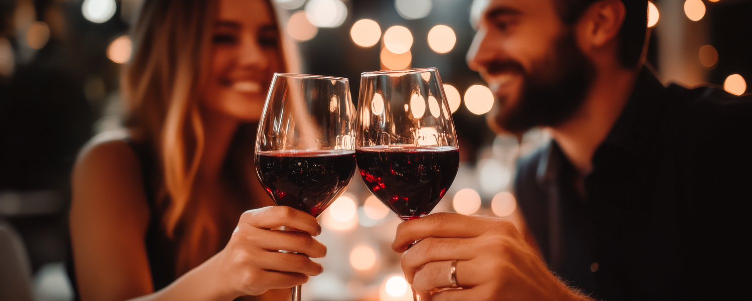 couple toasting with wine