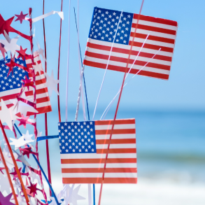 usa flag and star decor on beach