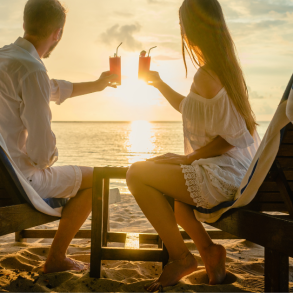 30a & destin Labor Day weekend, couple on beach at sunset toasting