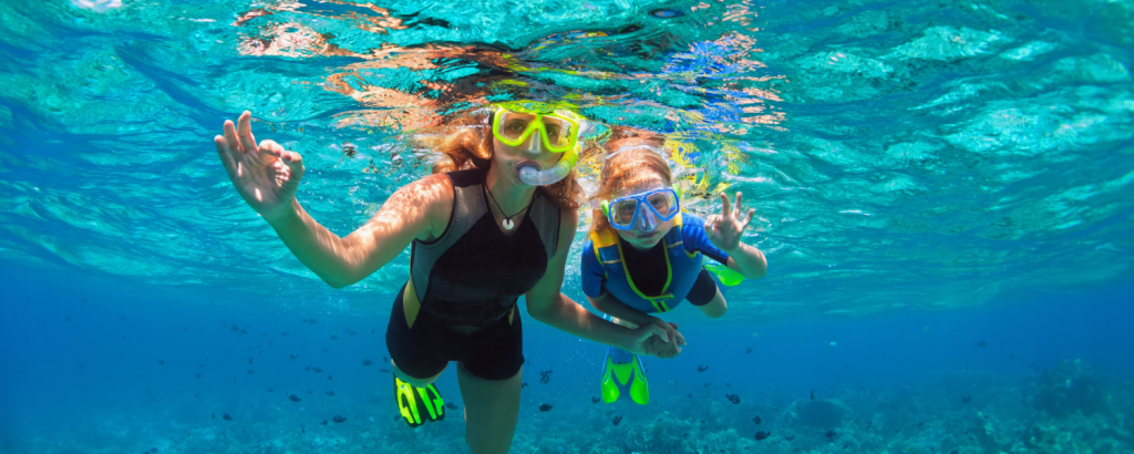 woman and child snorkeling