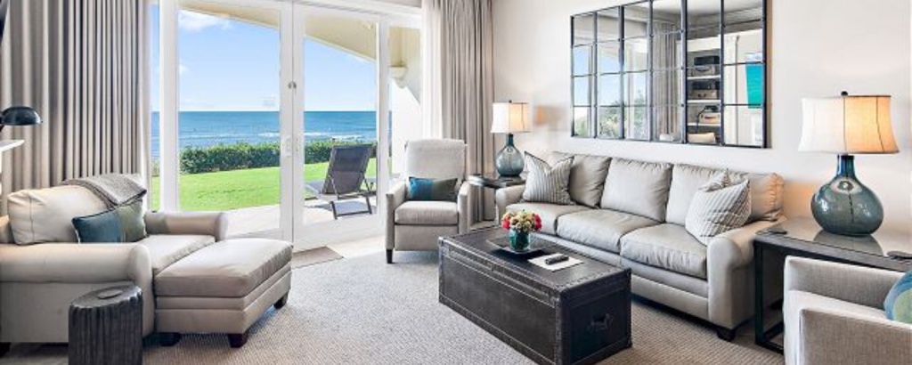 30a vacation rental living room with gulf views