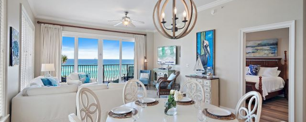 vacation rental living area overlooking gulf