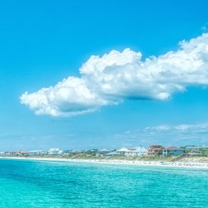 Aerial View off of the Coast of Santa Rosa Beach, FL.