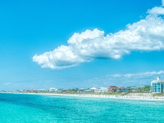 Aerial View off of the Coast of Santa Rosa Beach, FL.